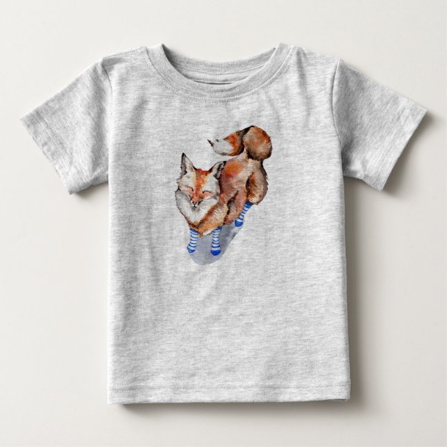 T-shirt Pour Bébé Renard en Chaussettes (Devant)