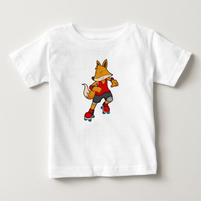 T-shirt Pour Bébé Renard en patinage avec roulettes (Devant)