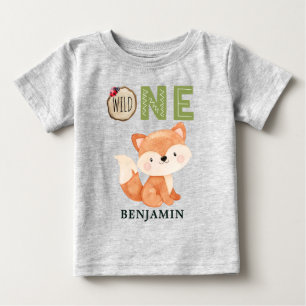 T-shirt Pour Bébé Renard personnalisé WILD ONE Woodland premier ann
