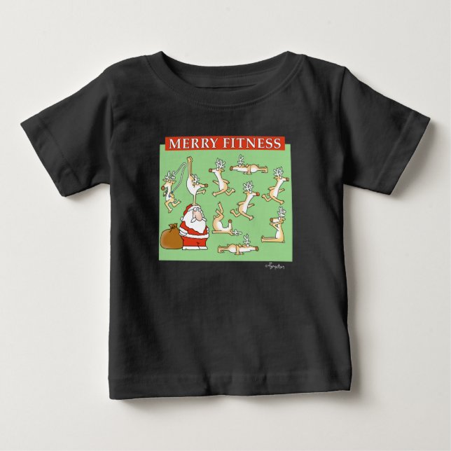 T-shirt Pour Bébé Rennes d'exercice Joyeux Fitness par Sandra Boynto (Devant)