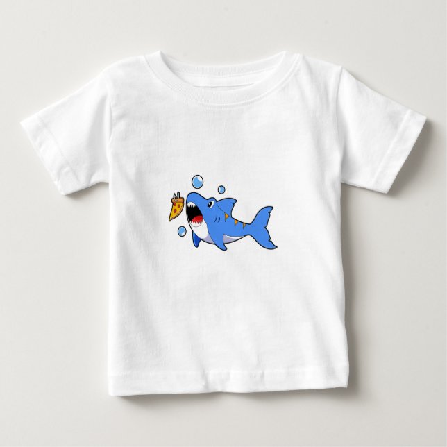 T-shirt Pour Bébé Requin avec pizza comme appât (Devant)