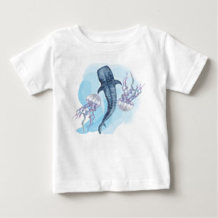 T-shirt Pour Bébé Requin Baleine. Aquarelle