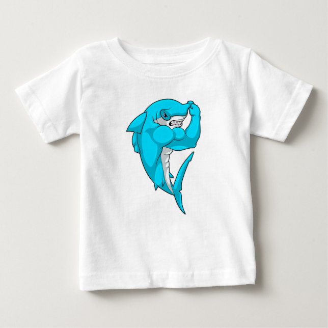 T-shirt Pour Bébé requin-marteau en tant que culturiste au Bodybuild (Devant)