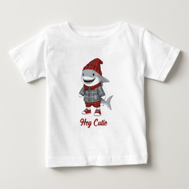 T-shirt Pour Bébé requin mignon déguisé en écossais (Devant)