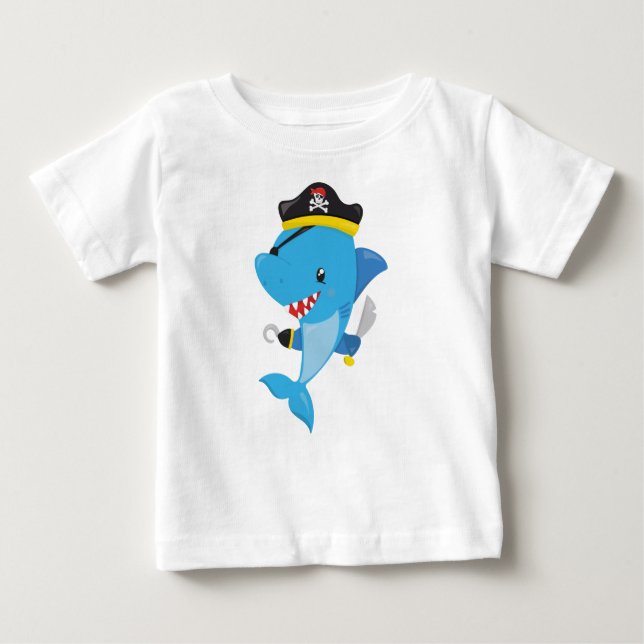 T-shirt Pour Bébé Requin pirate, Requin mignon, Petit Requin, Requin (Devant)