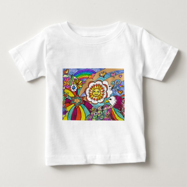 T-shirt Pour Bébé Retro 60s Psychedelic Sunshine Aigle Cadeaux (Devant)