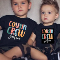 Rétro Custom Cousin Crew Ajouter votre nom Noir