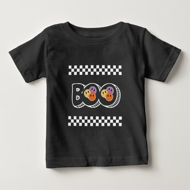 T-shirt Pour Bébé Rétro Halloween Boo Cute Unisex (Devant)
