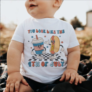 T-shirt Pour Bébé Retro Juillet 4Fête de l'Indépendance Pique-nique 