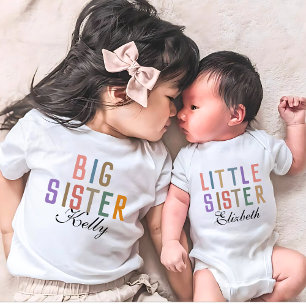 T-shirt Pour Bébé Rétro Mignon Grande sœur assortie