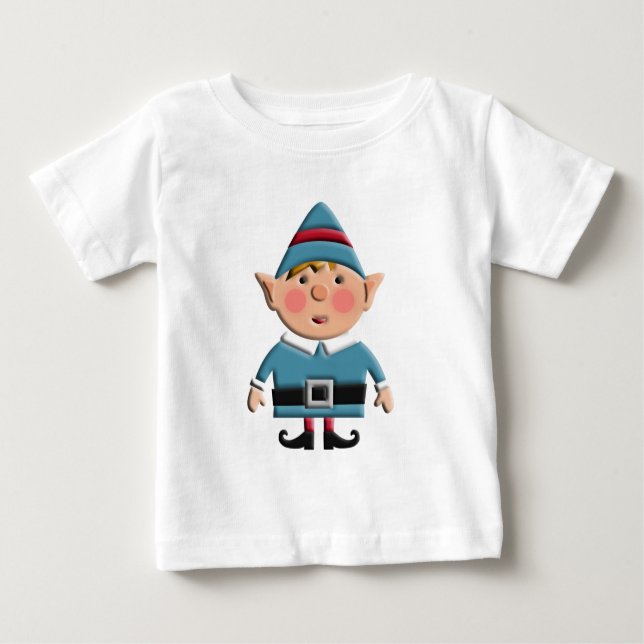 T-shirt Pour Bébé Rétro Noël mignon Elf (Devant)