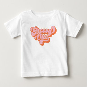 T-shirt Pour Bébé Rétro Orange et Rose Groovy One