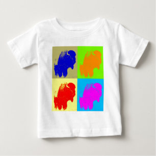 T-shirt Pour Bébé Retro Pop Art Bison Buffalo