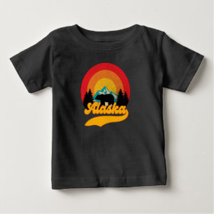 T-shirt Pour Bébé Retro Sunset Alaska Juneau Bear Mountains Wild AK