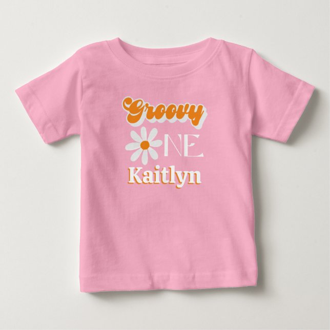 T-shirt Pour Bébé Retro Super One Girls 1er anniversaire (Devant)