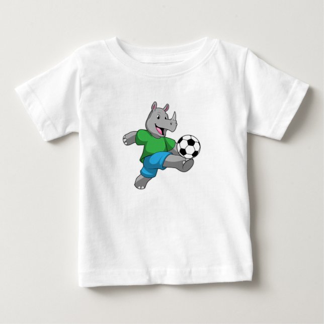 T-shirt Pour Bébé Rhino comme joueur de football avec Soccer (Devant)