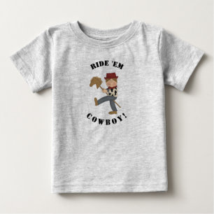 T-shirt Pour Bébé Ride 'Em Cowboy (cheveux bruns)
