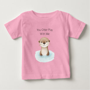 T-shirt Pour Bébé Rivière Bleue Gentille Loutre