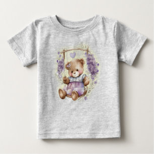 T-shirt Pour Bébé Robe Brown Teddy Bear Swing Lavender