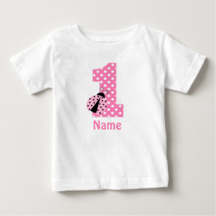T-shirt Pour Bébé Robe personnalisée par coccinelle de rose de fille