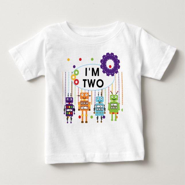 T-shirt Pour Bébé Robot 2e chemises et cadeaux d'anniversaire (Devant)