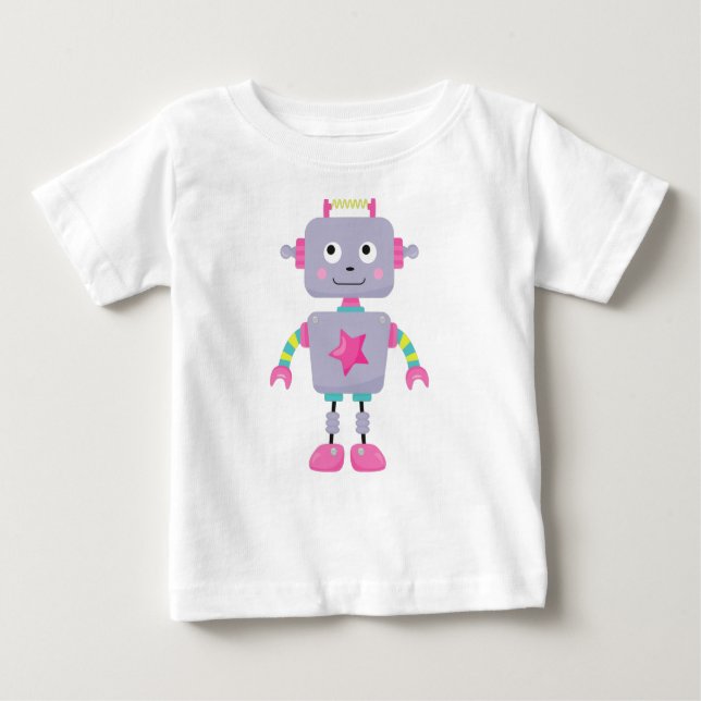 T-shirt Pour Bébé Robot mignon, Robot drôle, Robot idiot, Robot mauv (Devant)