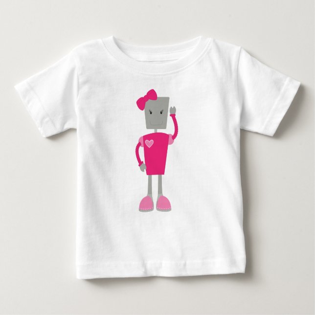 T-shirt Pour Bébé Robot Mignonne, Robot Drôle, Robot Fille, Robot Ro (Devant)