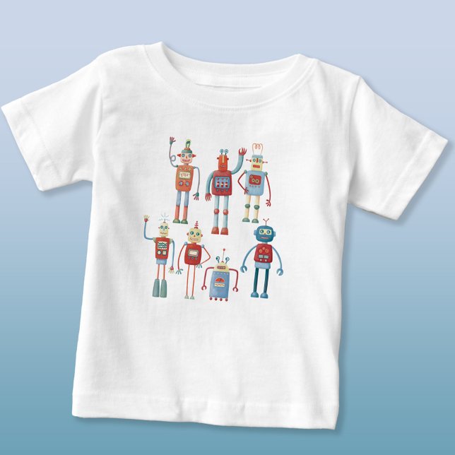 T-shirt Pour Bébé Robots rétro style des années 1950 (Fun retro robots t-shirt)