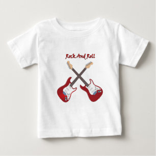 T-shirt Pour Bébé Rocher et rouler avec deux guitares électriques ro