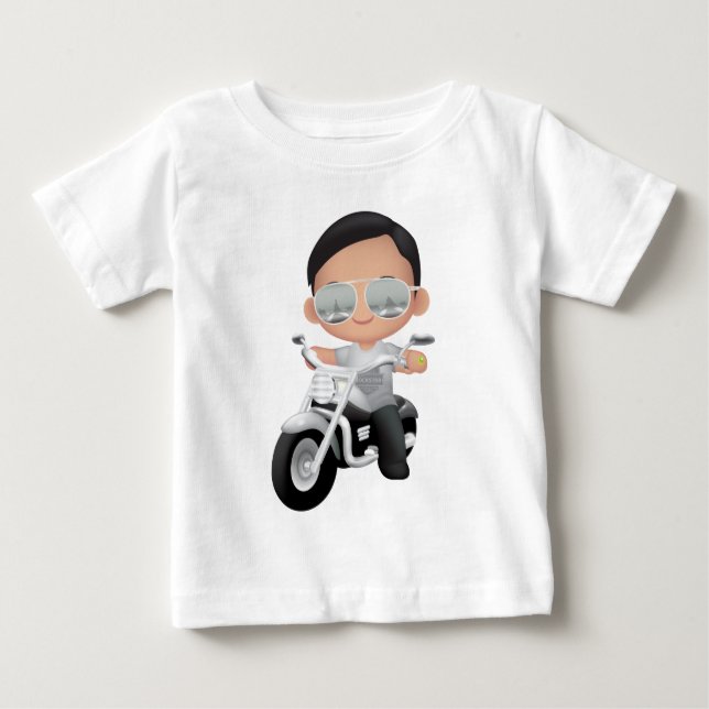 T-shirt Pour Bébé RockStar mignon sur la moto (Devant)