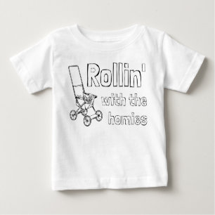 T-shirt Pour Bébé Rollin' avec les amis drôle de poussette