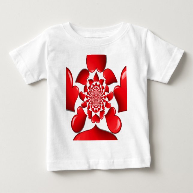 T-shirt Pour Bébé Romantique Red Hearts Art Motif Imprimer (Devant)