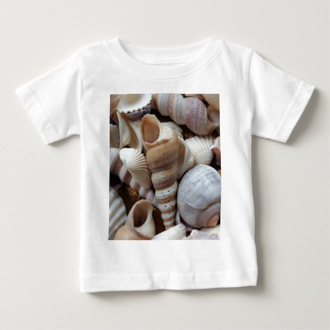 T-shirt Pour Bébé Romantique Tropical Exotic Sea Shells Plage Amour (Devant)