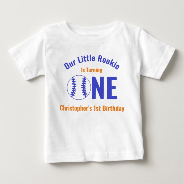 T-shirt Pour Bébé Rookie Baseball 1er anniversaire (Devant)