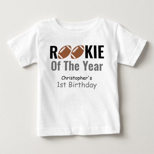 T-shirt Pour Bébé Rookie Football 1er anniversaire (Devant)