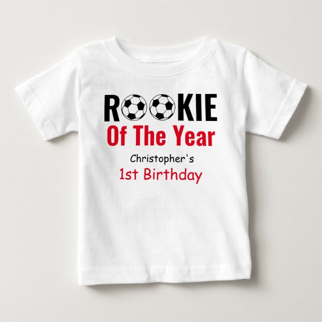 T-shirt Pour Bébé Rookie Soccer 1er anniversaire (Devant)