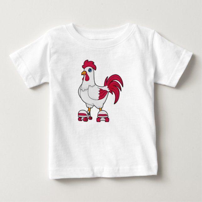 T-shirt Pour Bébé Rooster à Patinage en ligne avec Roller skates (Devant)