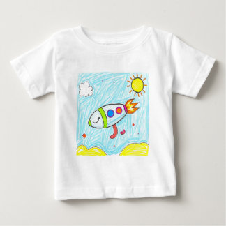 T-shirt Pour Bébé Roquette colorée Doodle Amusant Space Art