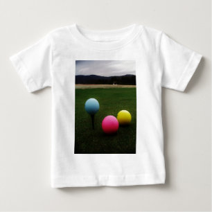 T-shirt Pour Bébé rose et bleu jaunes, boules de golf