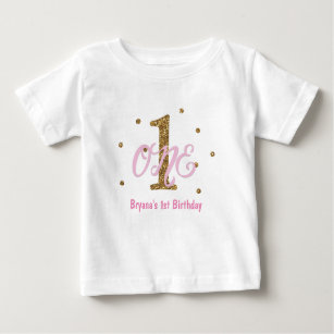 T-shirt Pour Bébé Rose et filles d'or UNE ?ère coutume de fête