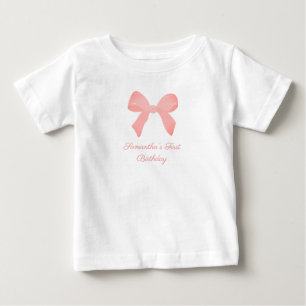 T-shirt Pour Bébé Rose Gingham Ruban Rose Anniversaire