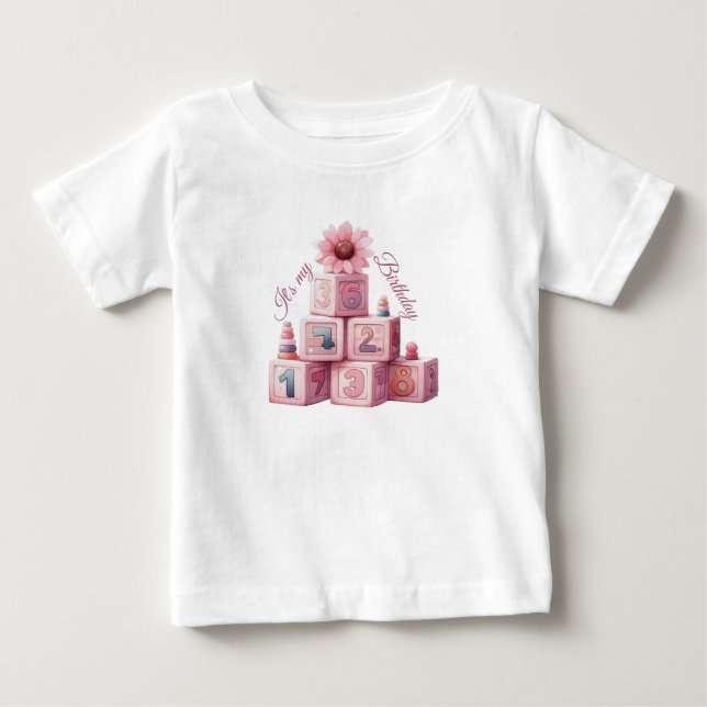 T-shirt Pour Bébé Rose Girl Rainbow Star Anniversaire (Devant)