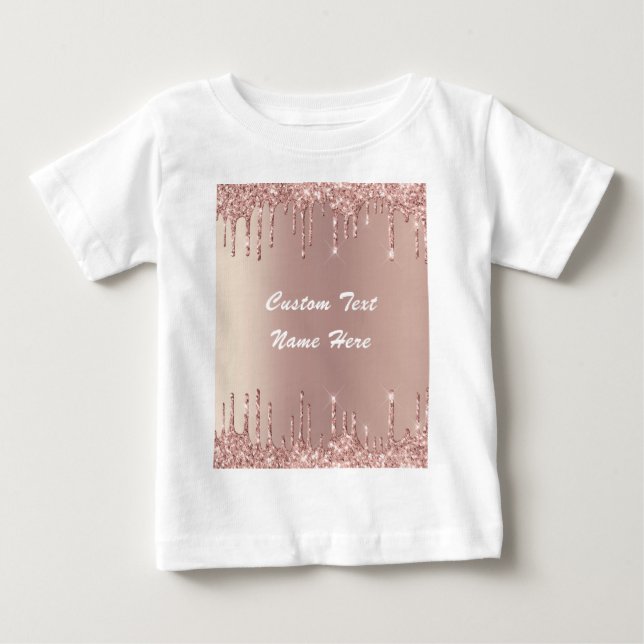 T-shirt Pour Bébé Rose Gold Blush Parties scintillant Drivers Nom Ba (Devant)