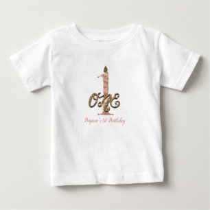 T-shirt Pour Bébé Rose Gold ONE 1er Anniversaire Bronze à pois