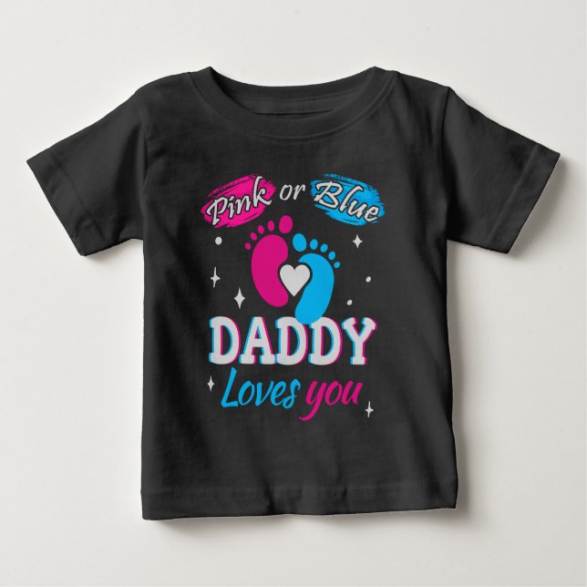 T-shirt Pour Bébé Rose ou Bleu, Papa t'aime (Devant)