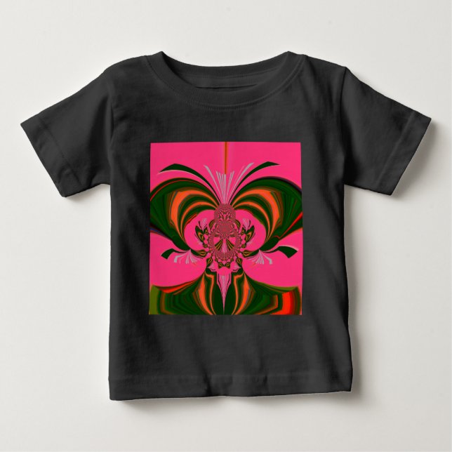 T-shirt Pour Bébé Rose rouge or vert (Devant)