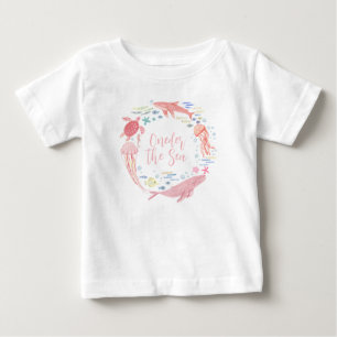 T-shirt Pour Bébé Rose sous la mer 1er anniversaire
