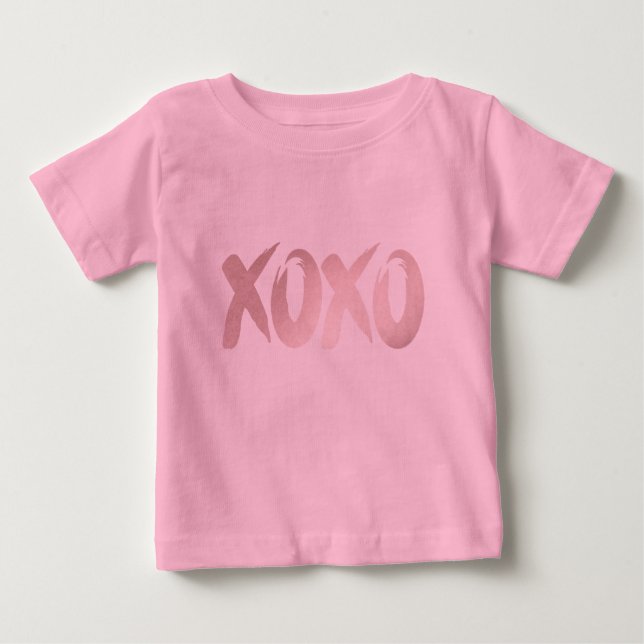 T-shirt Pour Bébé Rose XOXO | Script de brosse lettres main mignon (Devant)