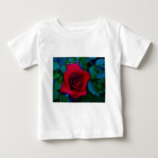 T-shirt Pour Bébé Roses rouges aux tons bleus (Devant)