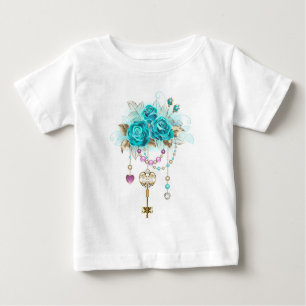 T-shirt Pour Bébé Roses turquoise avec touches
